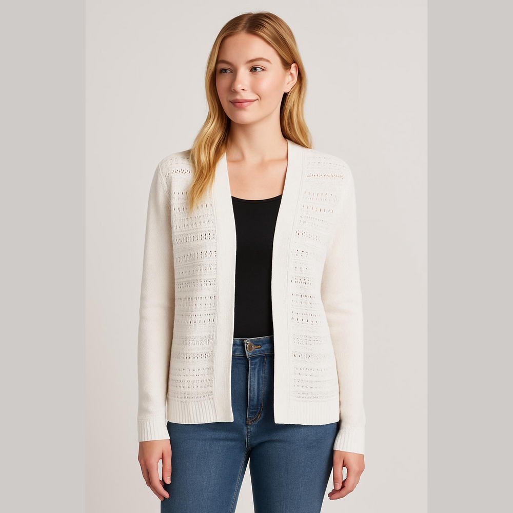 Brooks Brothers White Open-Front Sweater XL